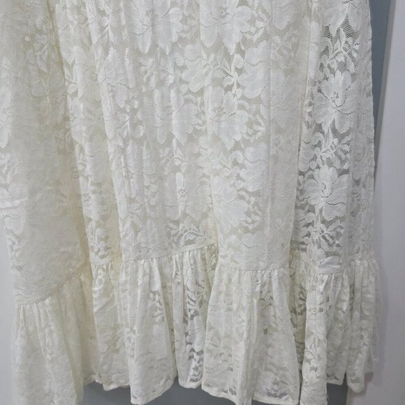 Torrid White Lace Midi Dress 14 | Bridal Flutter Sleeve Fit & Flare Romantic For - Picture 8 of 16